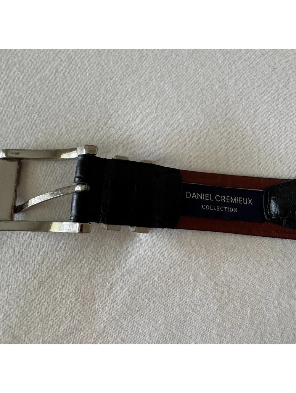 Daniel Cremieux Black Croc Embossed Belt Men's 40 Italian Leather Silver Buckle